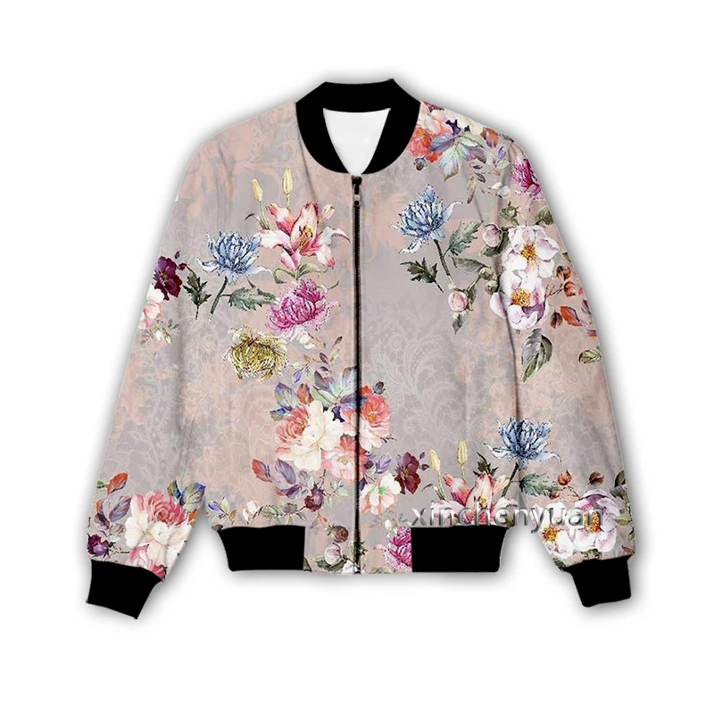 xinchenyuan New Fashion Men/Women's Pretty Flower 3D Printed Jacket Fashion Streetwear Men Loose Sporting Jacket & Coat M104