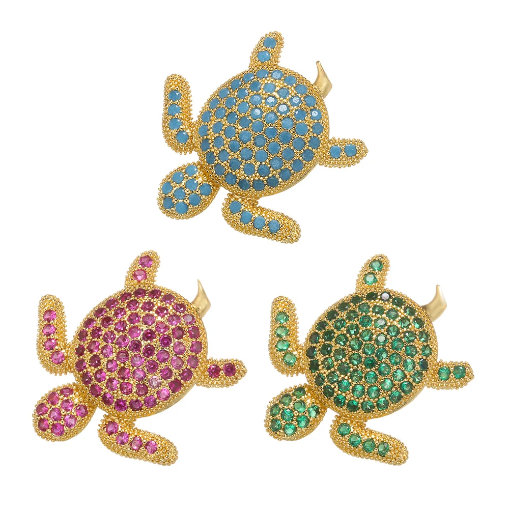 ZHUKOU 19x21mm Crystal Small Animal Turtle Connector for Women DIY Handmade Bracelet Necklace Jewelry Accessories model:VS437