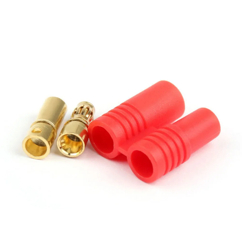 1/4/10sets Gold Plated Banana Plug HXT 4mm Banana Plugs with Red Housing for RC Connector Socket