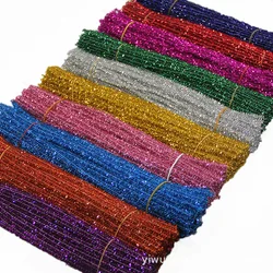 100 sztuk błyszczące Glitter topy pluszowy drut metalowy pnie przewodowe pręty edukacja dla dzieci DIY zapasy rzemieślnicze zabawki Making 30CM