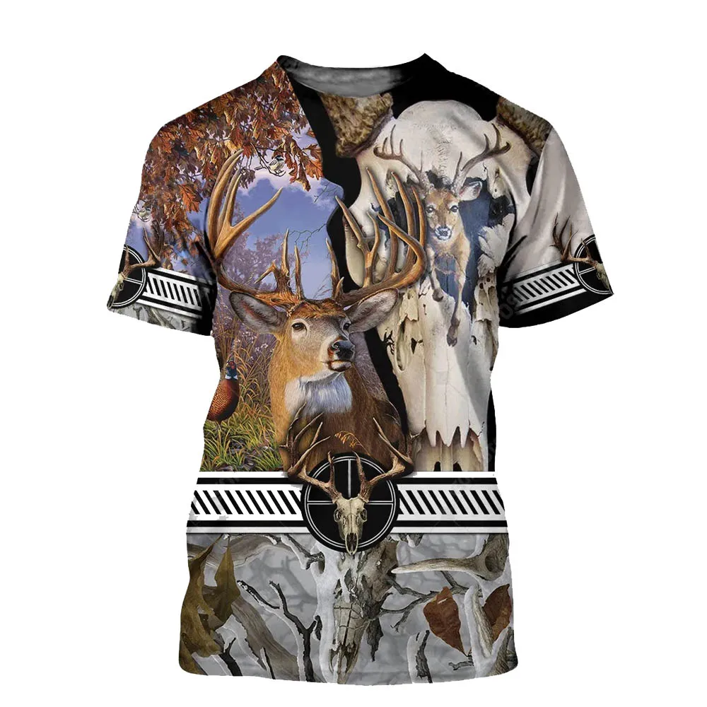 

New Hunter 3D Print T-Shirt Men's women's teenagers clothes Outdoor Sports Hunting Deer Hunting Short Sleeve Oversize Drop ship