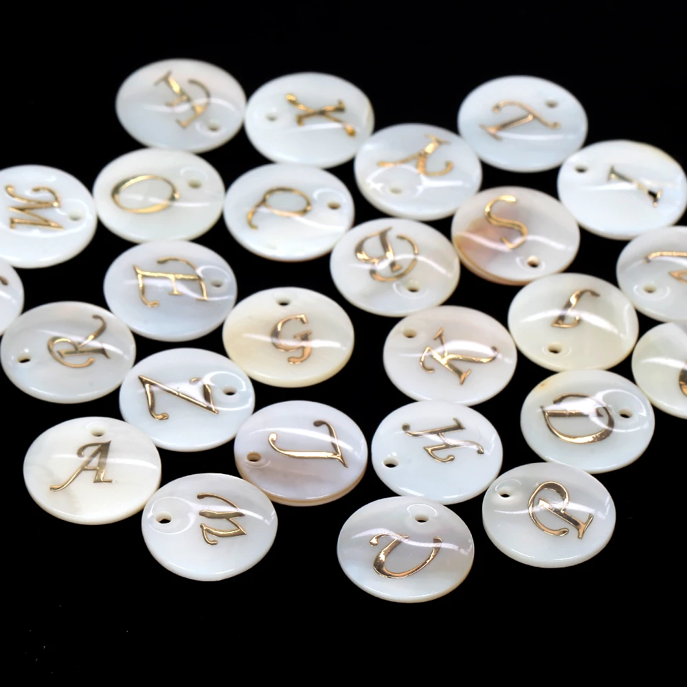 Natural 26 Letter White Shell Alphabet Spacer Beads for Jewelry Making DIY Handmade Pendant Necklace