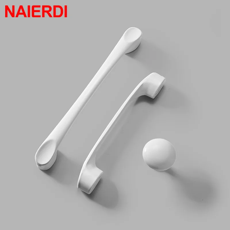 NAIERDI Aluminium Alloy Modern White Cabinet Pulls Furniture Handle Kitchen Door Knobs and Cupboard Handles Drawer Hardware