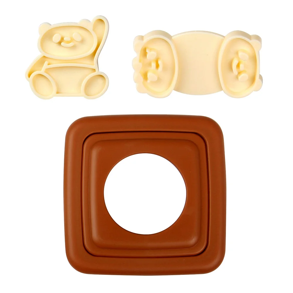 

Free Shipping Plastic Panda Shape Bread Sandwich Cookie Sushi Molds Set HB0603