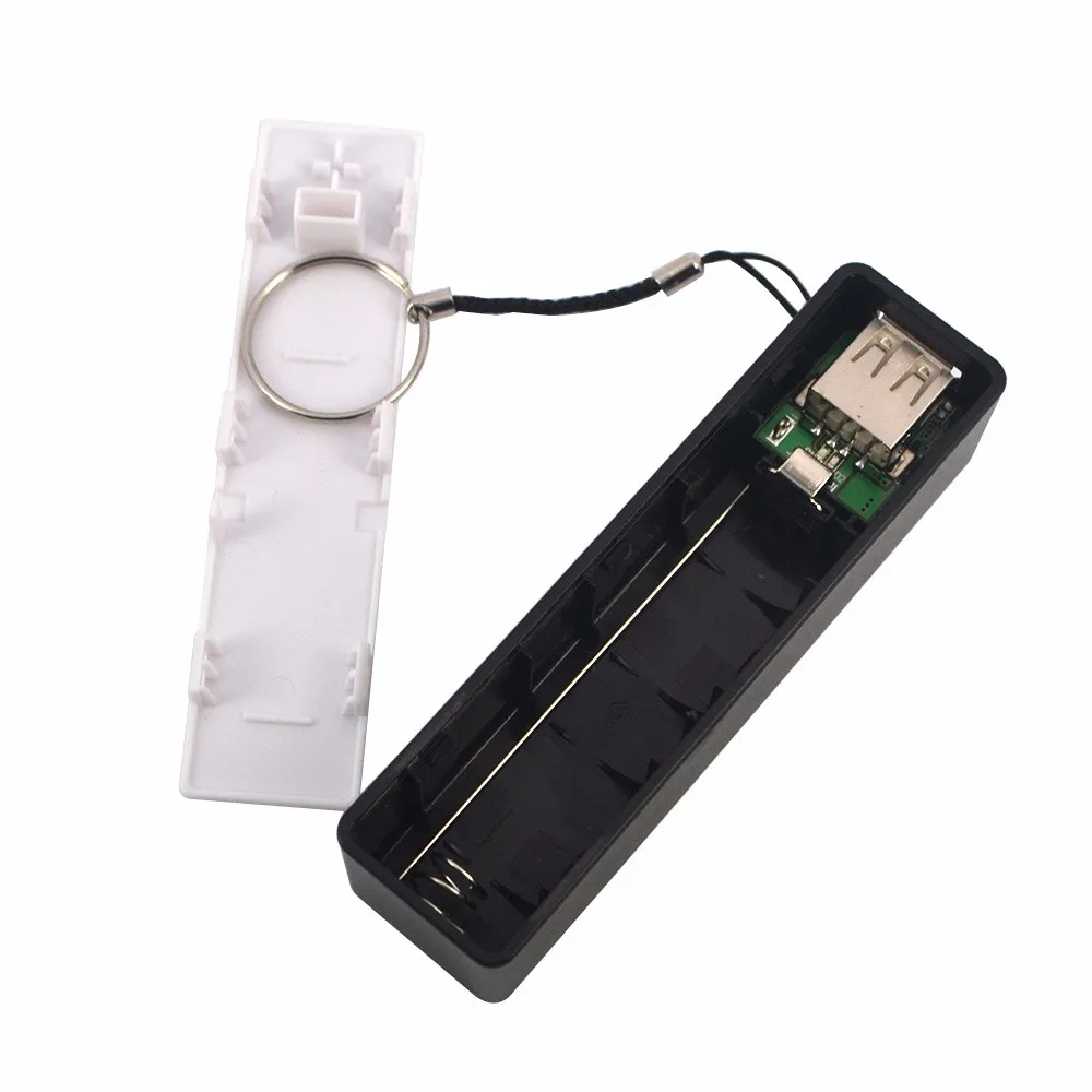 USB Portable Power Bank With Key Chain 2600mAh External Power Bank Case Pack Box 18650 Battery Charger No Battery