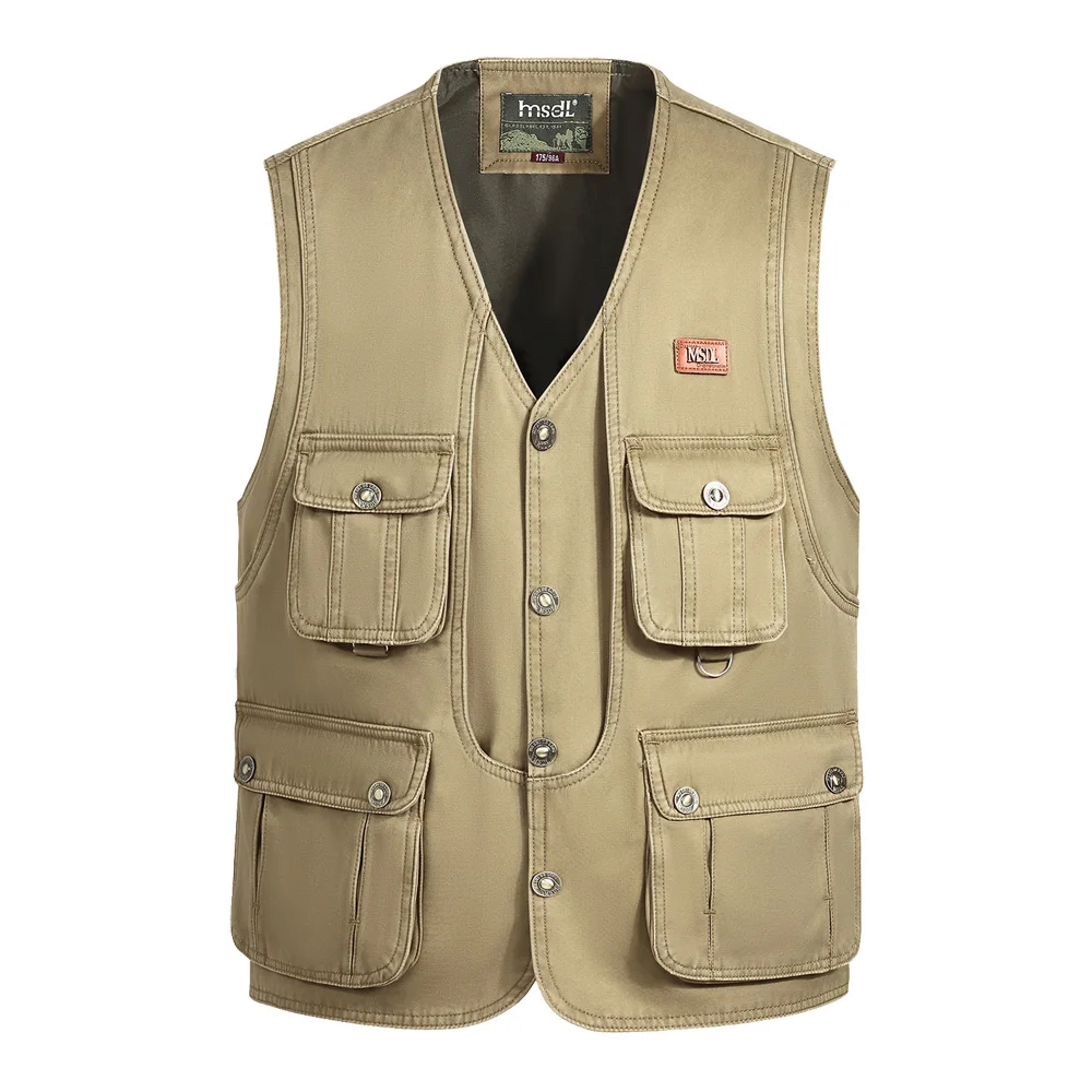 New spring and autumn models men\'s multi-pocket vest men outdoor fishing photography canvas waistcoat plus size S-4XL