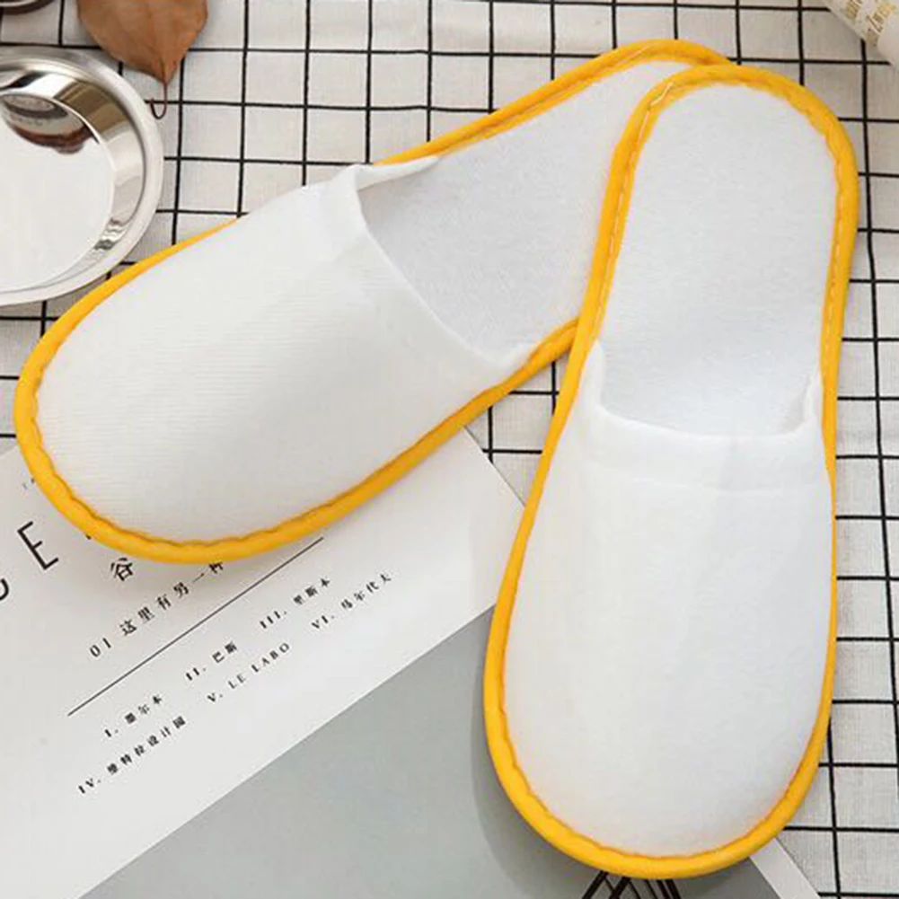 10 Pairs Spa Hotel Guest Disposable Slippers Open Toe Breathable Soft White Pull Cloth Shoes For Women Men