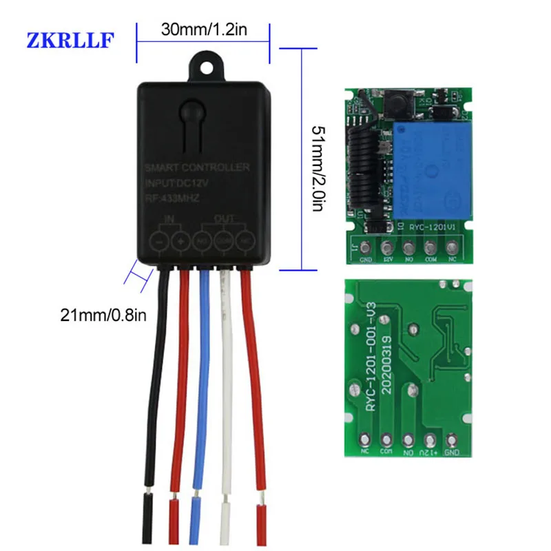 433Mhz DC 12V 1CH Universal Smart Home Wireless RF Remote Control Switch Relay Receiver Module And 433 MHz Light Transmitter DIY