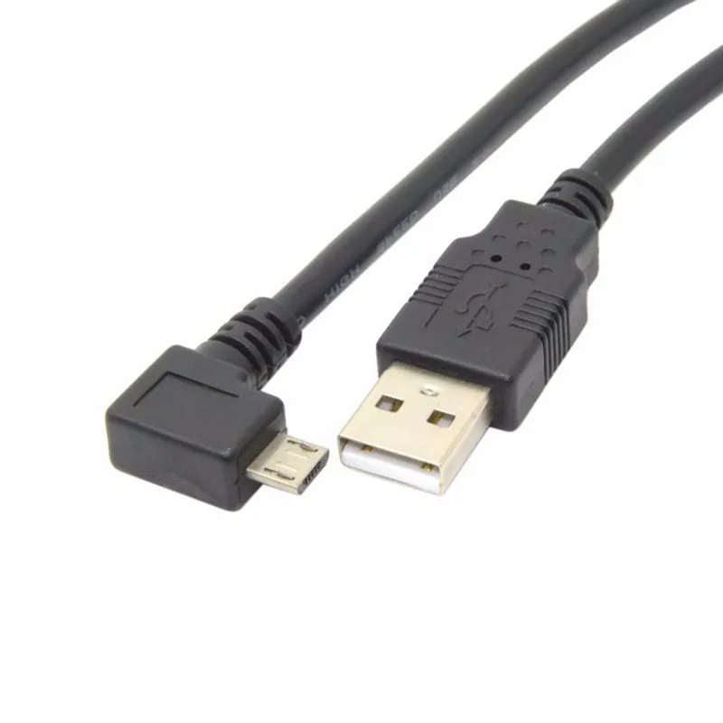 Левый Угловой 90 градусов Micro USB штекер к USB 2,0 USB2.0 зарядный кабель для передачи данных 1 м 1,5 м 3 м 3 фута 5 футов 10 футов для сотового телефона и планшета