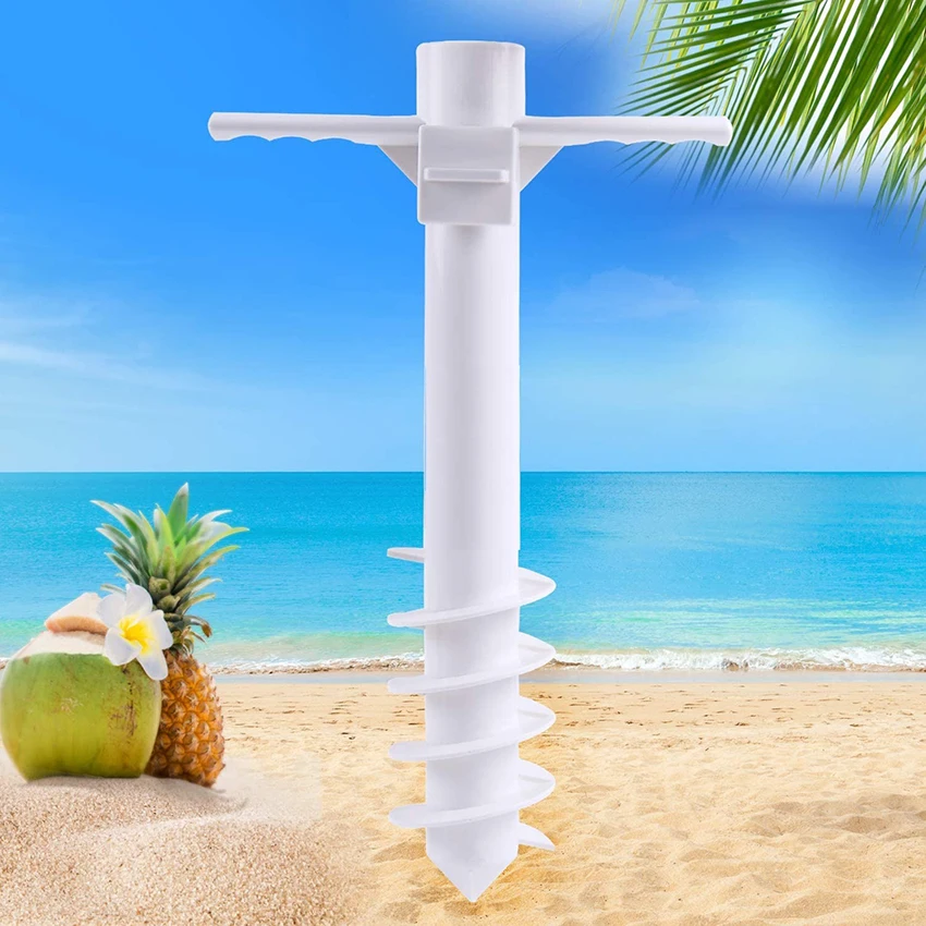 Beach Umbrella Sand, One Size Fits All, Safe Stand for Strong Winds, Outdoor Camping Umbrella Holder with Spiral Screw