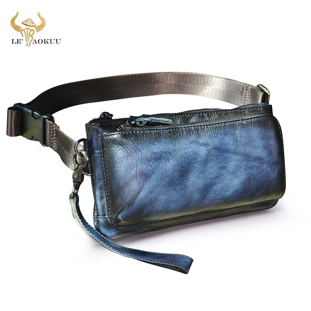 Genuine Leather Men online Design Casual Classic Shoulder Sling Bag Fashion Travel Bag fanny pack Fanny Waist Belt Bag Pack Leg Bag Cigarette Case