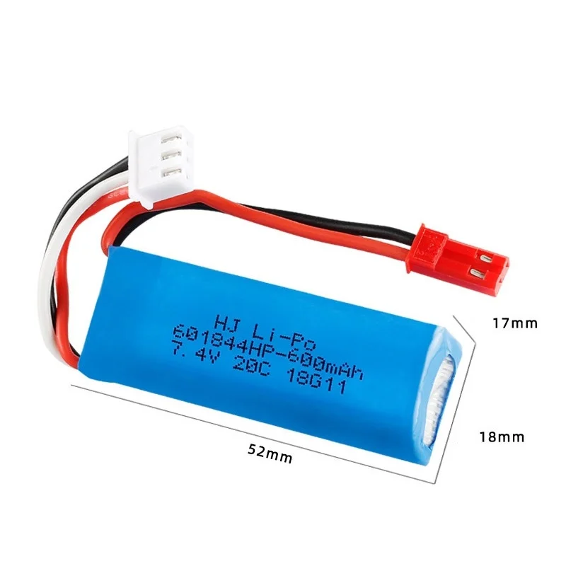 7.4V 600mAh 20C Lipo Battery for WLtoys K969 K979 K989 K999 P929 P939 RC Car Parts 2s 7.4v Battery 2pcs/lots