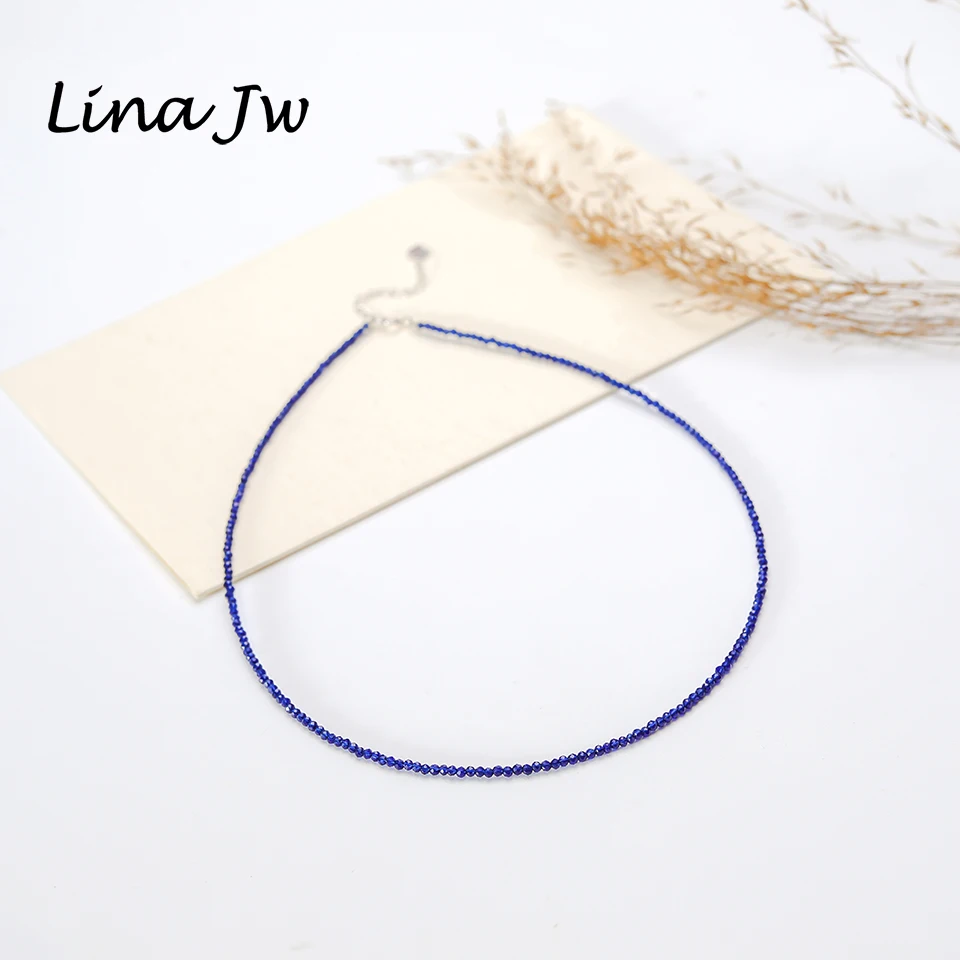 2mm Small Glass Crystal Necklaces for Women  with 925 Sterling Silver Heart Tail Jewelry Chain  Accessories for Choker Party