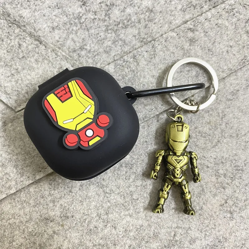 Hoạt Hình Marvel Tai Nghe Chụp Tai Dành Cho Samsung Galaxy Nụ Sống/Pro Ốp Tai Nghe Không Dây Bluetooth Ốp Lưng Kim Loại Móc Khóa