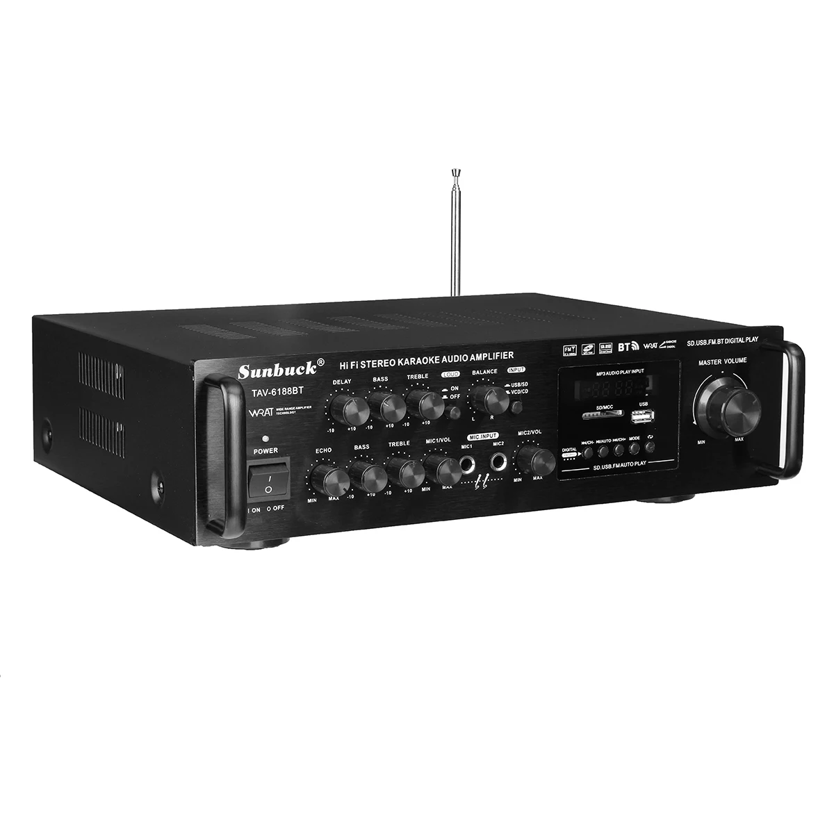 220-240V 2000W cyfrowy wzmacniacz mocy Audio Karaoke kino domowe centrum muzyczne pilot Bluetooth obsługa mikrofonu FM