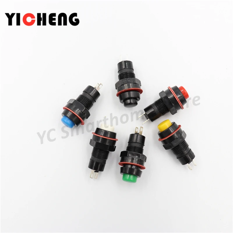 6pcs DS-211 DS-213 Push Button Switch 10mm Momentary / Self Locking Round Button Switch DS211 DS213  miniature