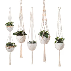 Macrame Vật Có Móc Treo Rổ Chậu Hoa Treo Ban Công Tường Treo Dụng Cụ Bào Trang Trí Thắt Nút Nâng Dây Khu Vườn Nhà Cung Cấp