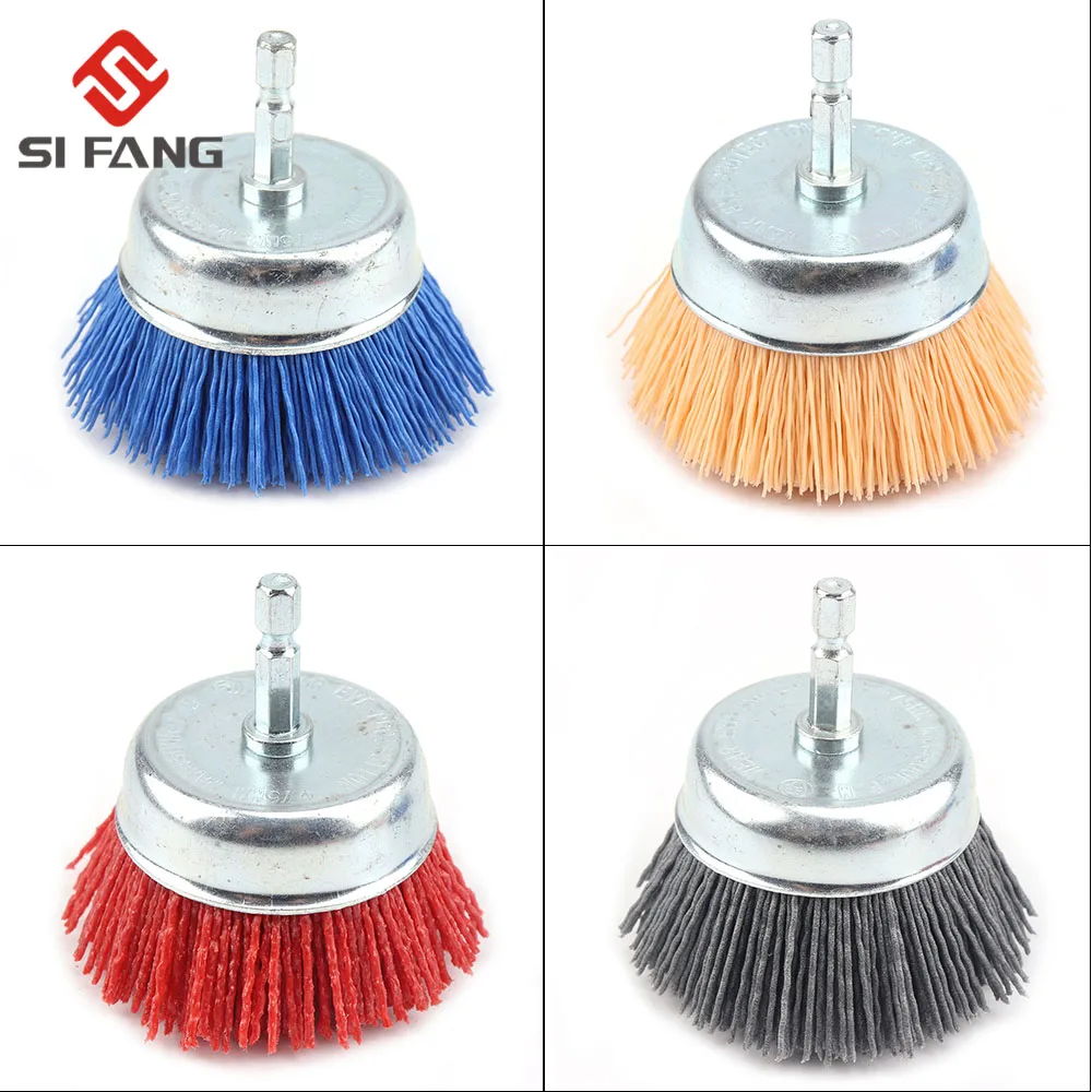 75MM Nylon Tasse Pinsel Schleif Draht Rad Pinsel Für Bohrer Dreh Werkzeug Holz Polieren Entgraten 6mm Schaft Mit 80-240Grit – Detail 11