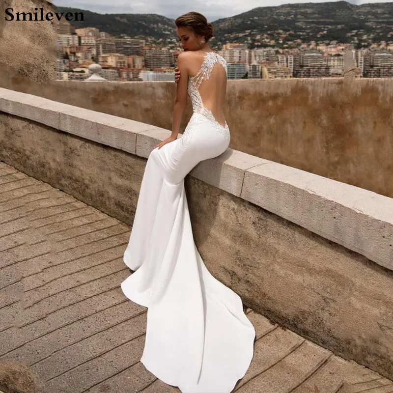 Smileven-Robe de mariée sirène en dentelle, tenue de plage sexy, sur mesure, Lorie Boho