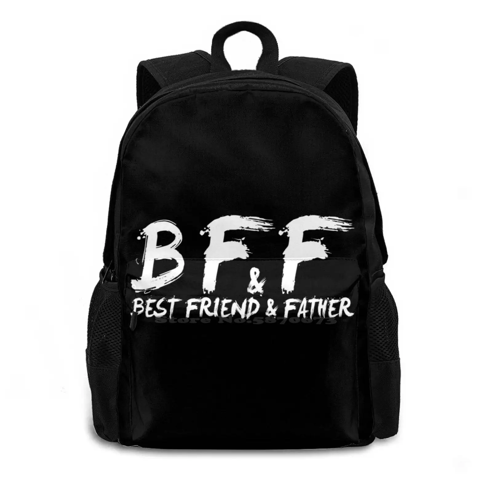 Bff _ Best Friend And Father-White Teen College Student Backpack Laptop Travel Bags Blacksun Statement Life Positive Good Bad