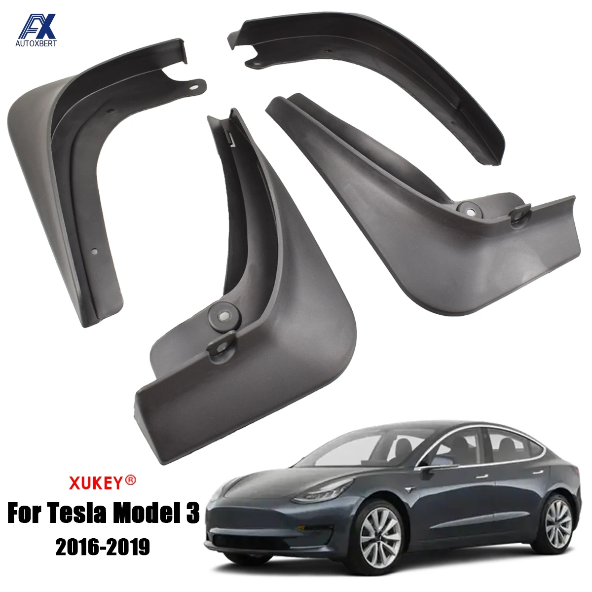 

4Pcs Molded Mud Flaps For Tesla Model 3 2016~2021 Set Mudflaps Splash Guards Flap Mudguards Front Rear