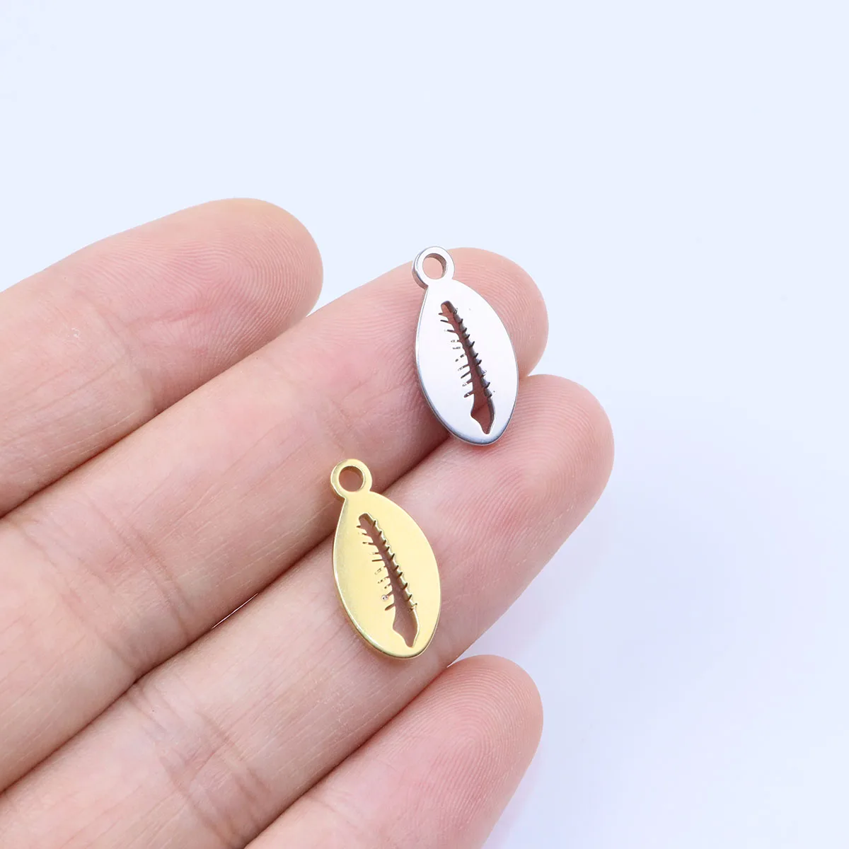 10pcs 8*17mmWholesale Stainless Steel High Quality PolishShell Charms Pendant DIY Necklace Earrings Bracelets Unfading Colorless