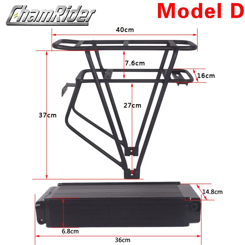 48V ebike battery case 36V 52V Electric bike battery box Double Layer luggage rack Shanshan Plastic