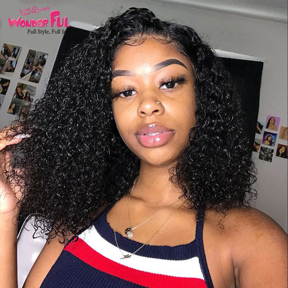 

Wonderful Lace Part Wig Pixie Cut Short Bob Curly Wig For Black Women Short Water Wave L Part Lace Human Hair Wig Remy Brazilian