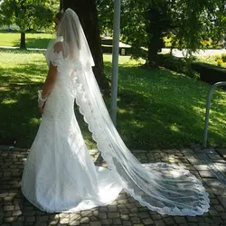 Velos De novia De 2 capas, velo De Novia De encaje De tul con apliques largos, color blanco marfil, 2,5 M, novedad