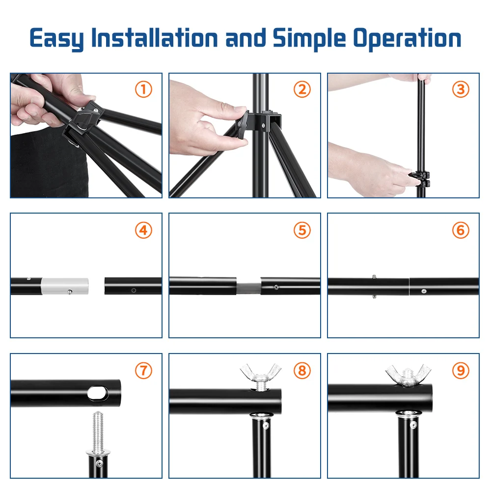 Photography Backdrop Stand With Background Adjustable Green Screen Background Frame Support System Kit For Photo Studio