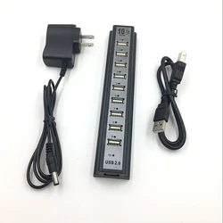 Adaptador de Cable de carga para teléfono móvil, concentrador divisor de plástico con 10 puertos para teclado, u-disk, ratón, USB 2,0, 3/2/1 Uds.