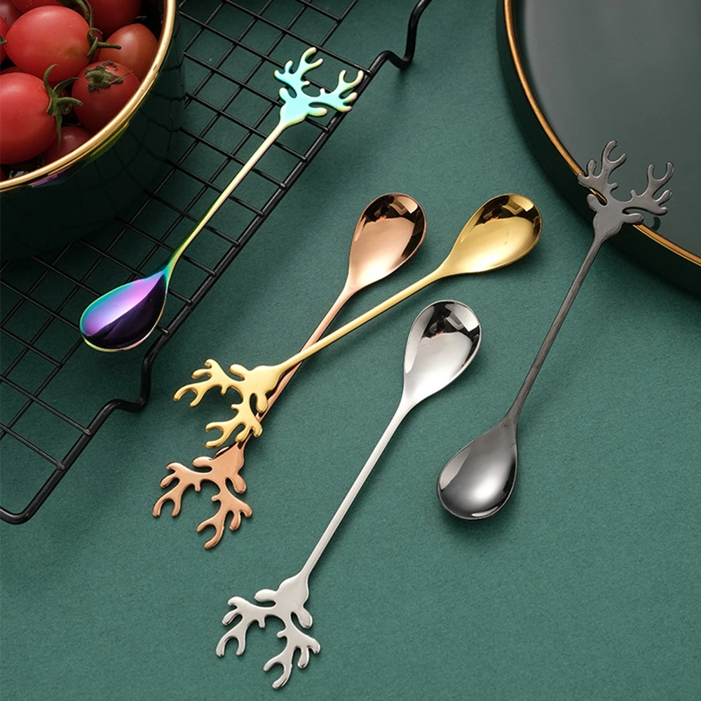 1 Pcs Creative Fish Cat Design Coffee Stirring Spoon Cute Stainless Steel Dessert Tea Scoop Home Kitchen Accessories