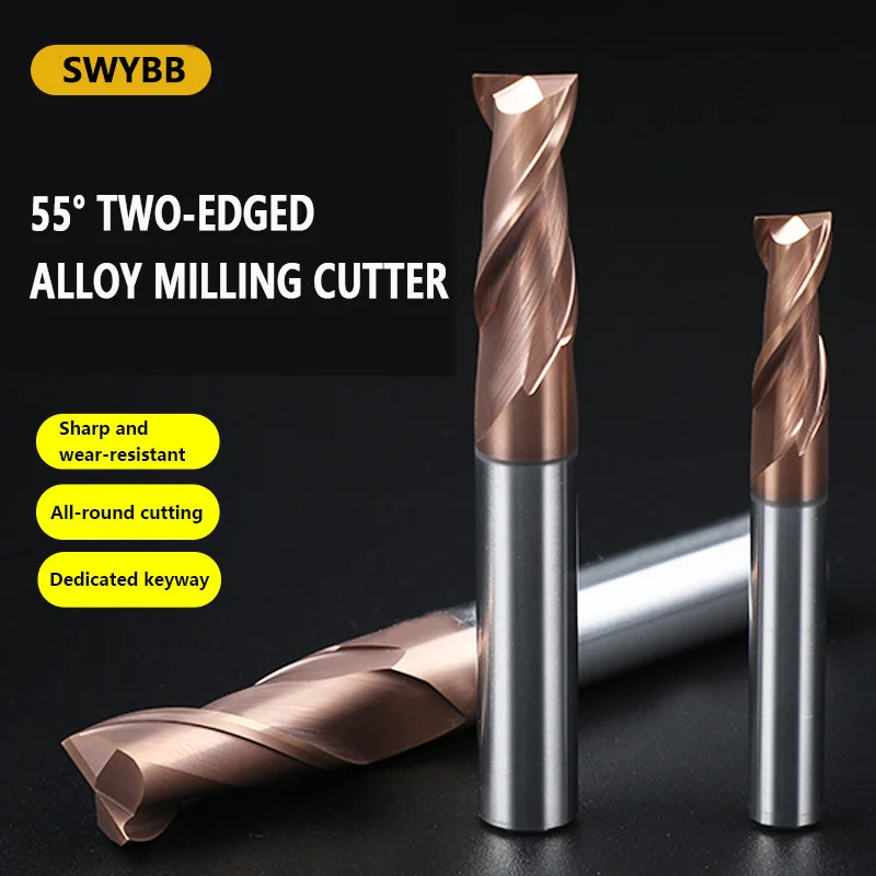 كربيد نهاية مطحنة 2F 2 الناي التنغستن الصلب قاطعة المطحنة باستخدام الحاسب الآلي EndMill الوجه راوتر بت فتحة معدنية أداة