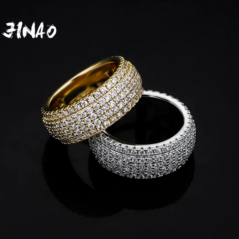 JINAO HIP HOP High Quality  Personality Iced Out AAA+ Cubic Zirconia Hot Sale Ring Men and Women Jewelry For Gift