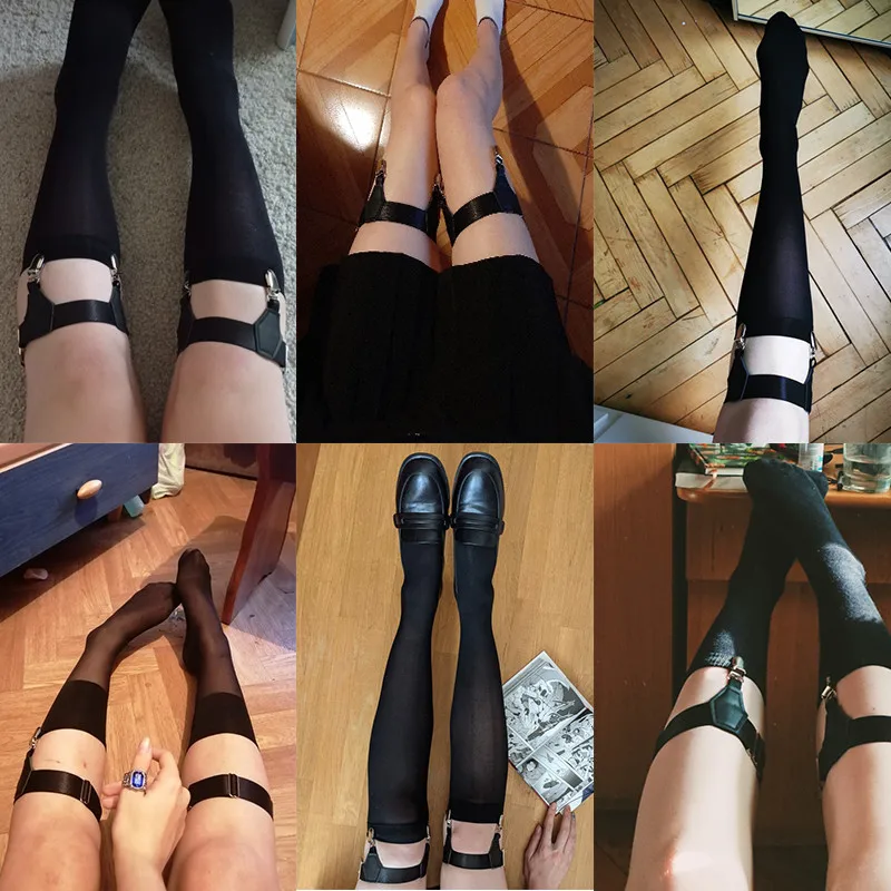 1 Pair Adjustable Leather Garter Belt Stocking Suspenders Elastic Sock Garters Women Men Leg Harness Socks Braces Clip Belts