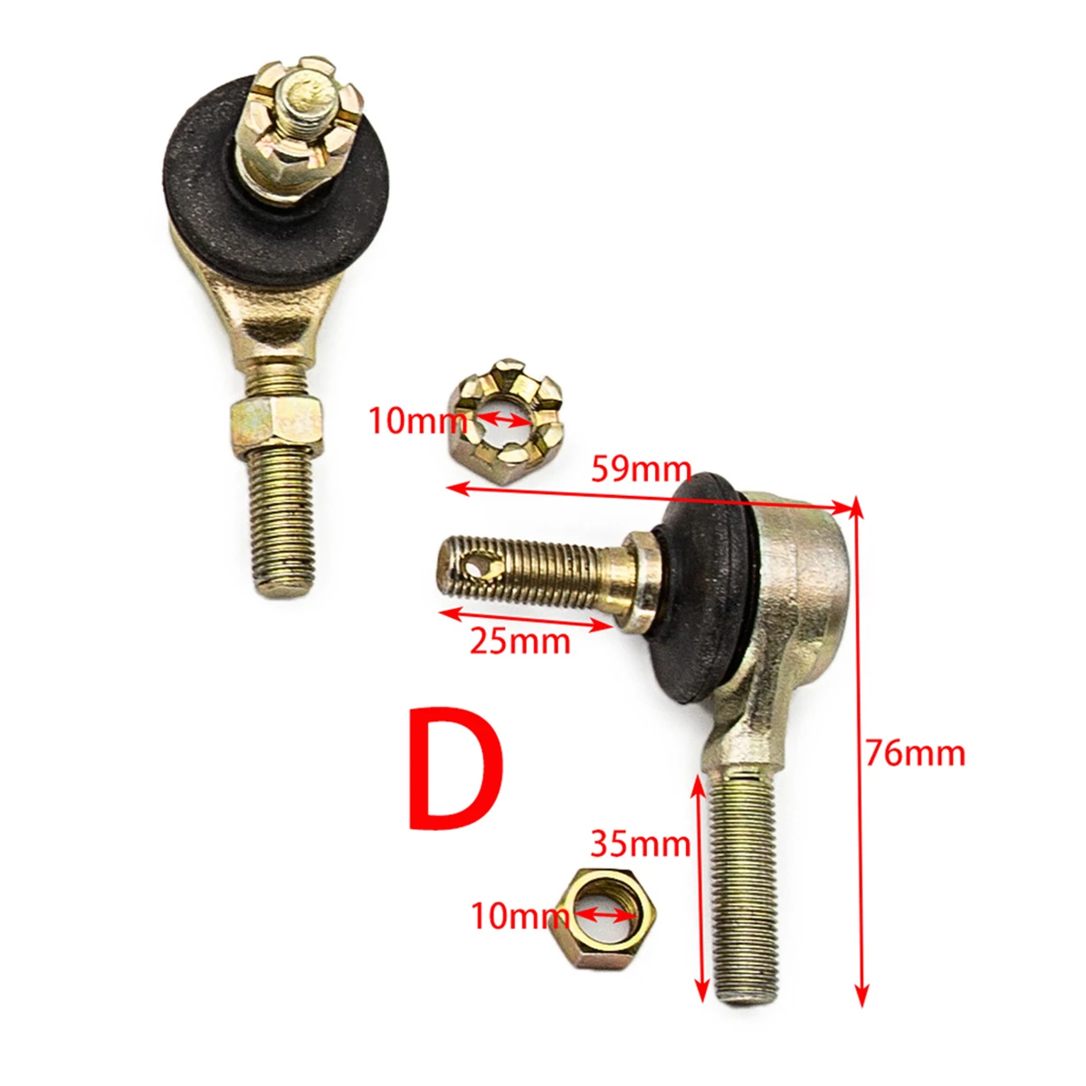 2X 10mm M10 Tie Rod End Kits Ball Joint for 50cc 70cc 90cc 110cc 125cc 150cc 200cc 250cc 300cc ATV Karting Quad Bike 4-wheeler