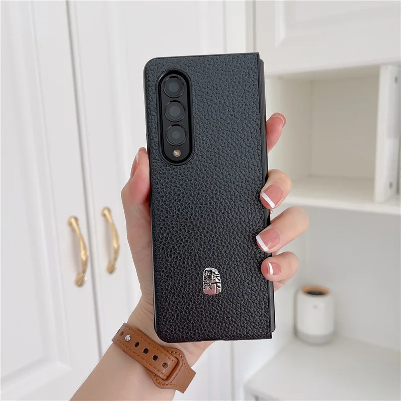 2021 Fashion Leather PC Chinese logo case for Samsung Galaxy Z Fold 3 Cover Anti-knock luxury Cases for Fold3 F9260