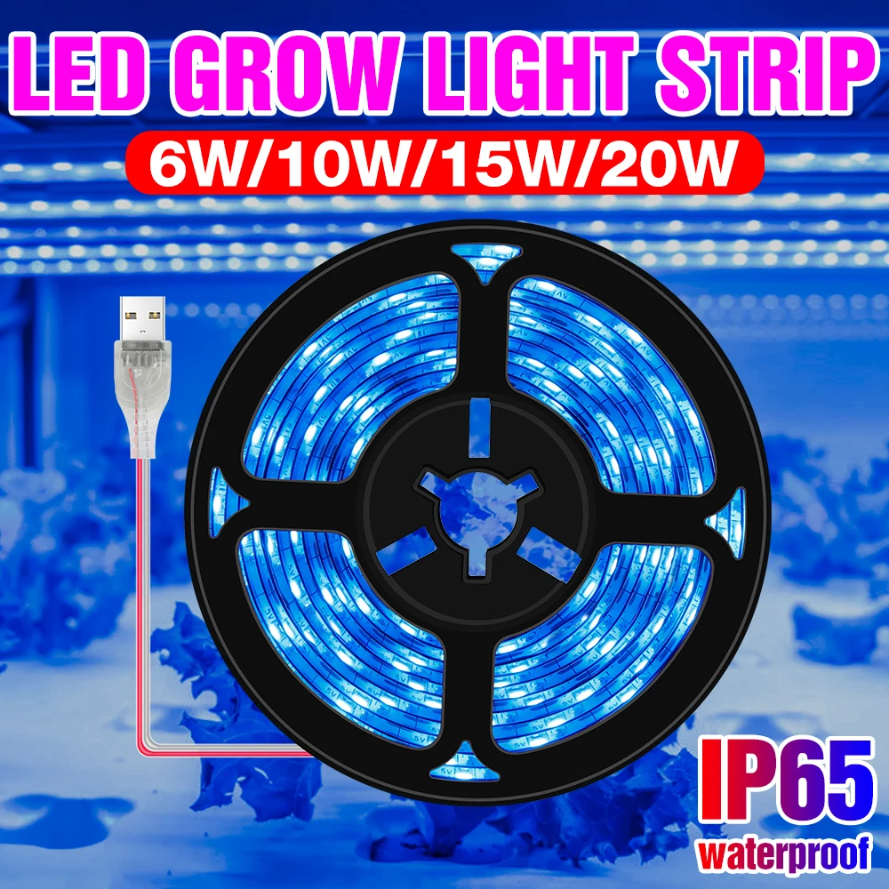 Full Spectrum LED Plant Growing Lamp Waterproof Grow LED Strip USB LED Growth Lamp DC 5V Indoor Flower Seedling Hydroponic Light