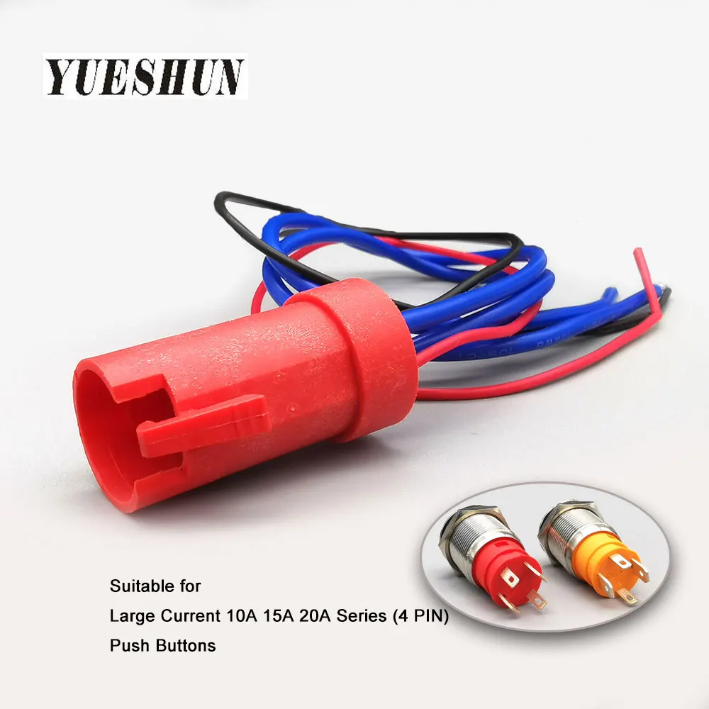 19mm Harness Plug  For LD Series High Current Push Button Switch 4 Pin Type Pushbutton Cable Socket Connector
