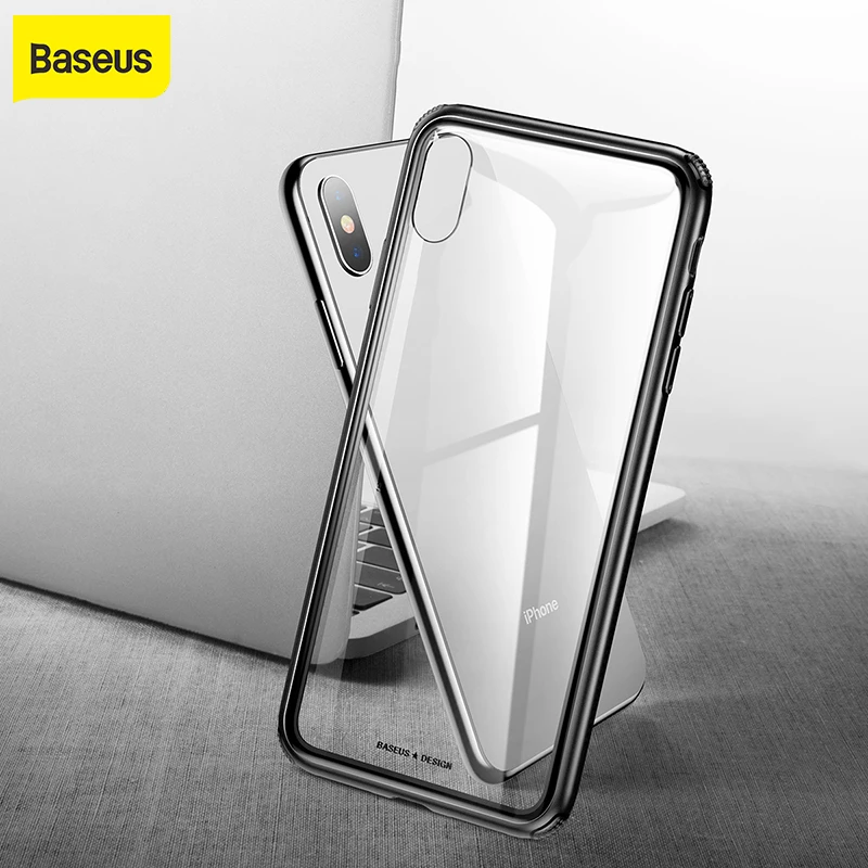 

Baseus 0.6mm Glass Case for iPhone XS XR XS Max Wireless Charging Soft TPU for iPhone XR Xs Max Back Cover Case Full Protective