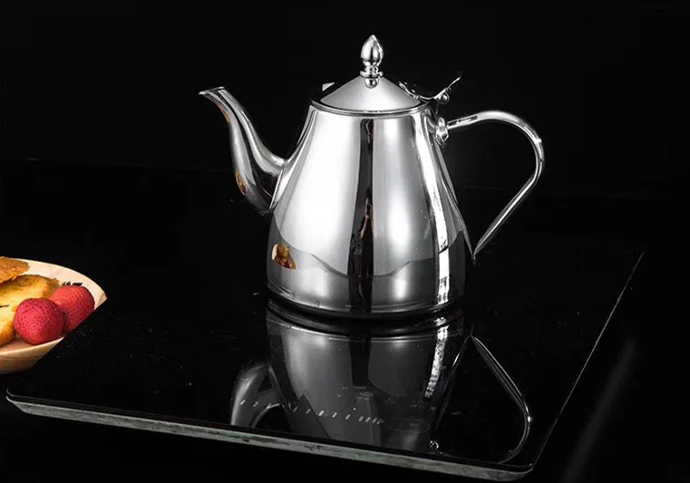 1.5 l / 2l rvs theepot thee set koffiepot theepot met filter hotel restaurant thuis kachel ketel theepotten afternoon tea-zilver 2L