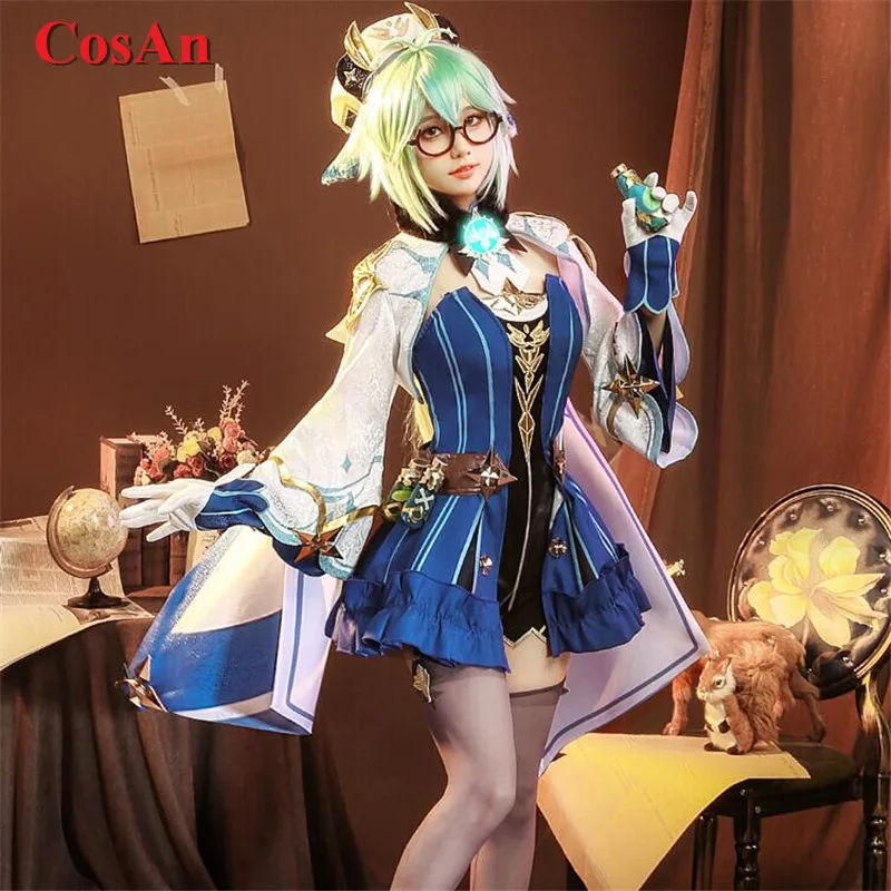 CosAn Game Genshin Impact Sucrose Cosplay Costume Elegant Sweet Lovely Uniform Dress Activity Party Role Play Clothing S-XL