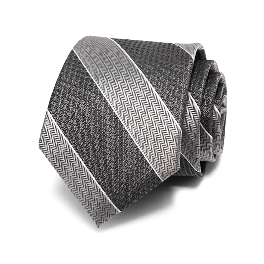 2021 New Luxury Ties for Men Brand Designer 7 CM Grey Striped Tie High Quality Formal Business Work Suit Shirt Necktie Male Gift