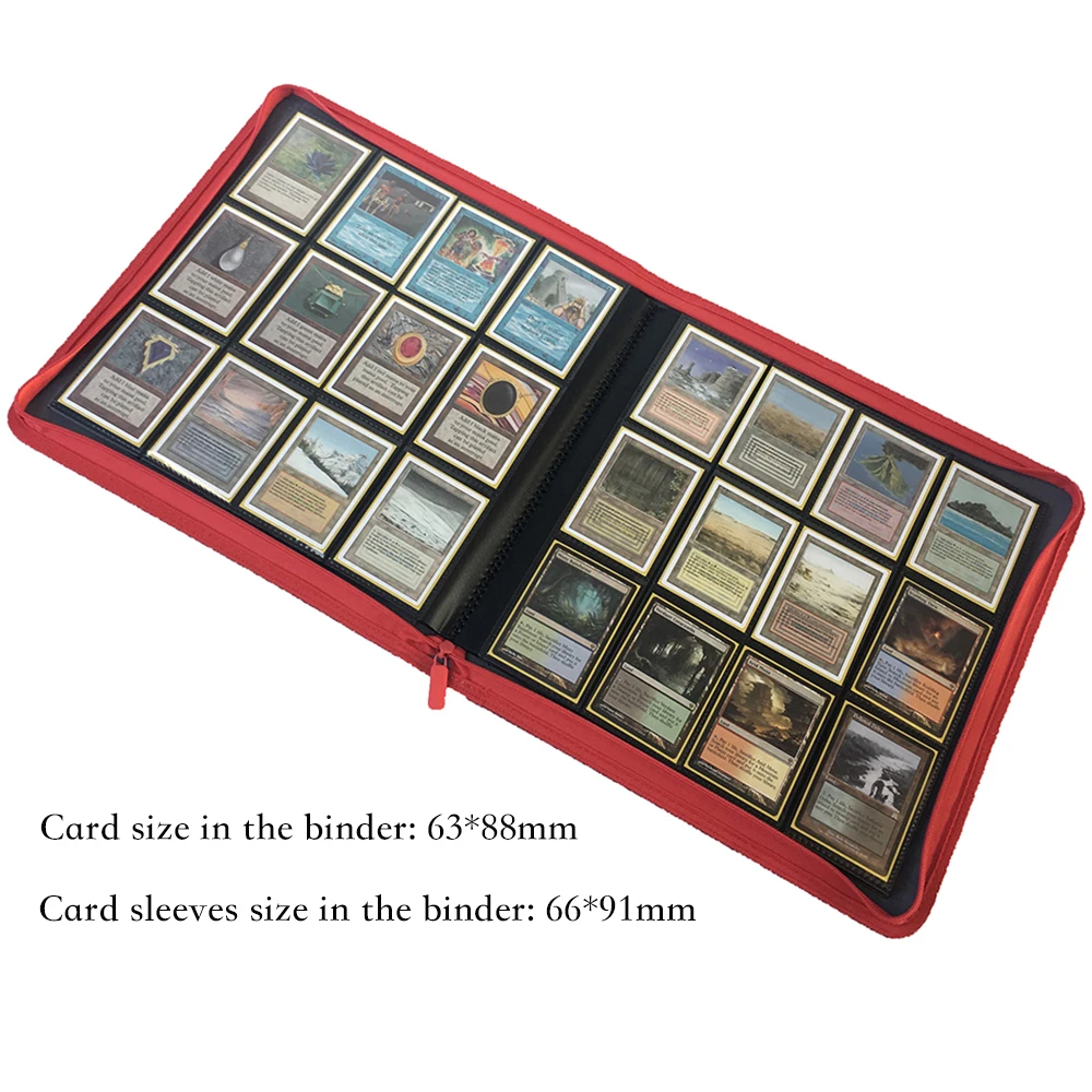 480 Pockets Side Loading Trading Card Binder Pages - Zip Album - 12 Pocket TCG Folder Card Collector : Red