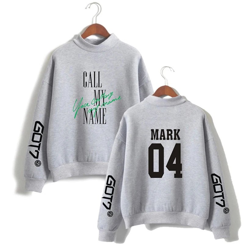 

Fashion MARK 04 Got7 Kpop High Collar Hoodies Hip Hop Men Women Capless Sweatshirts Top Long Sleeve Harajuku Hoodie Pullover 4XL