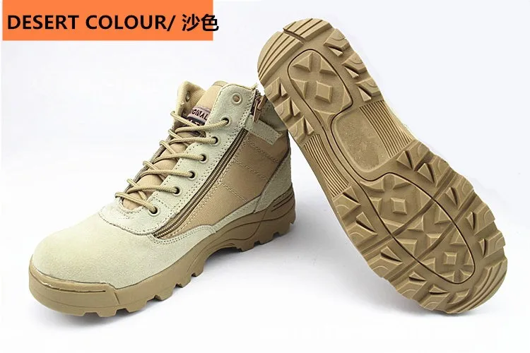 Spring Autumn Men Women Field Jungle Desert Ankle Boots Outdoor Hiking Climbing Breathable Non Slip Leather  Boot Shoes