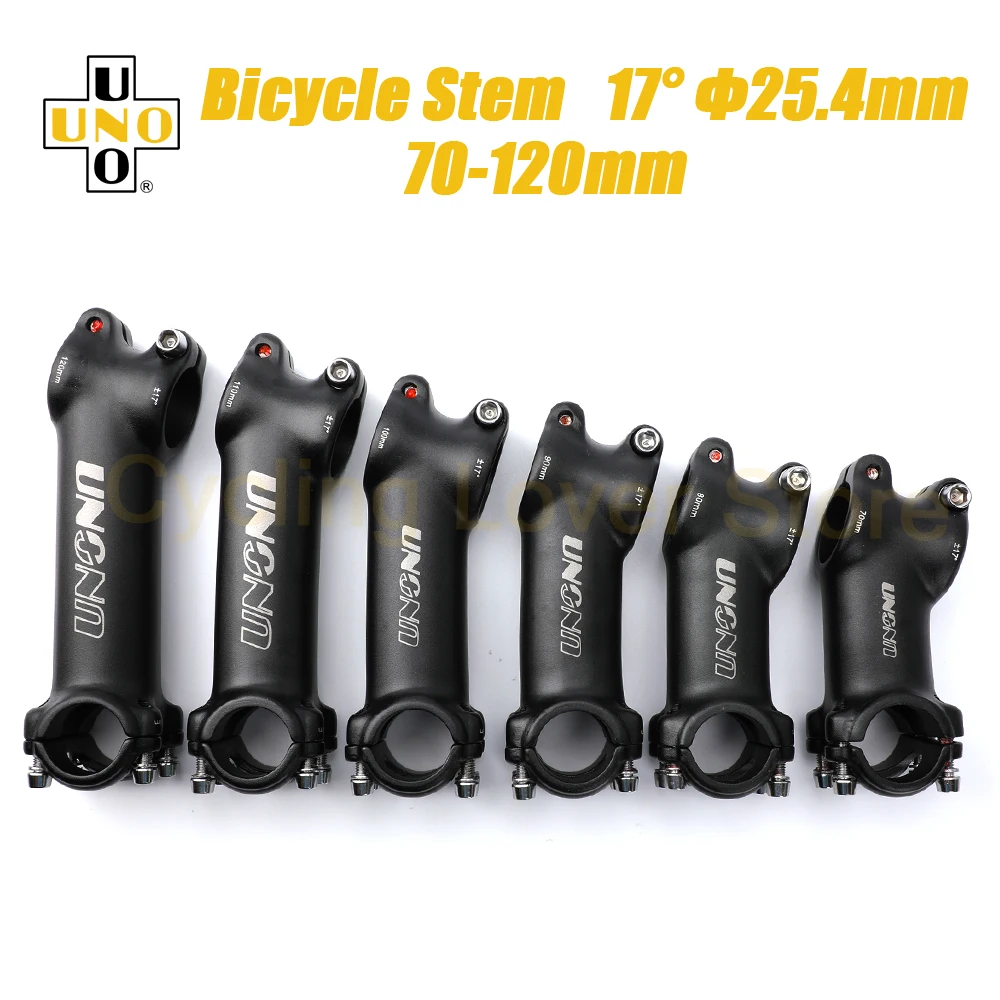 UNO Bicycle Handlebar Stem 25.4mm MTB Power Stem Riser 17 Degree Bike Handlebar Extension 70/80/90/100/110/120mm Bicycle Parts