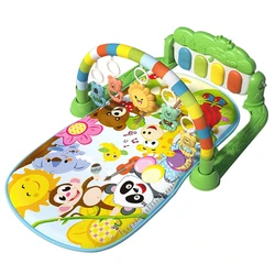 Baby Gyms Play Mats Toy Musical Kick Piano Toy for Tummy Time w/ Rattles Bridge Breathable Mat for Baby 1/2/3/6/9months+