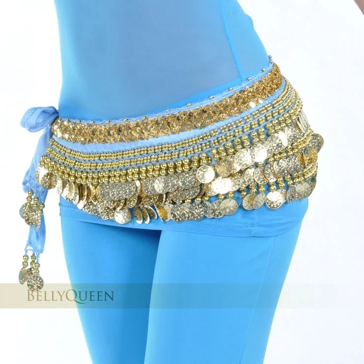 New Belly Dance Costume Clothes Indian Dance Belt Bellydance Waist Chain Hip Scarf Women Girl Dance With 338 Gold Coin 13Colors