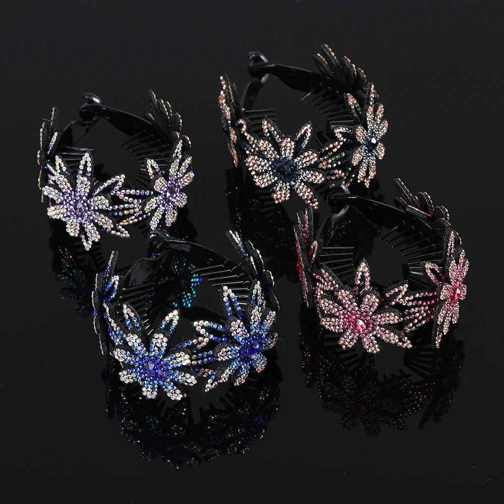 Korean Crystal Hairpins For Women Fashion Rhinestone Hair Claw Barrette Crab Clips Styling Ponytail Holder Hair Accessories